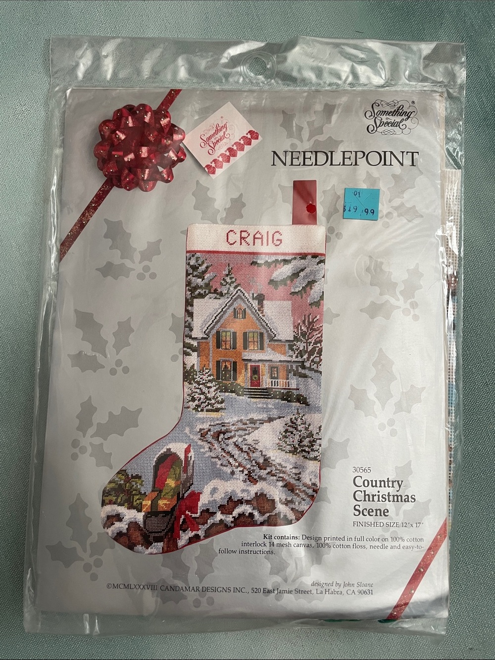 Vintage Country Christmas Scene Christmas Stocking Needlepoint Kit 12” by 17”